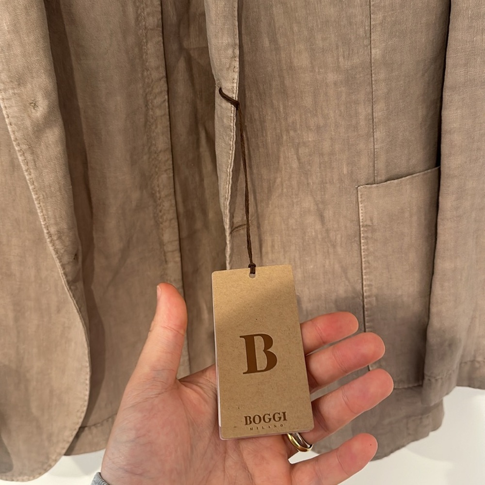 NWT Boggi Milano Linen Khaki Unlined Sportcoat. Perfect for summer! - Picture 3 of 8